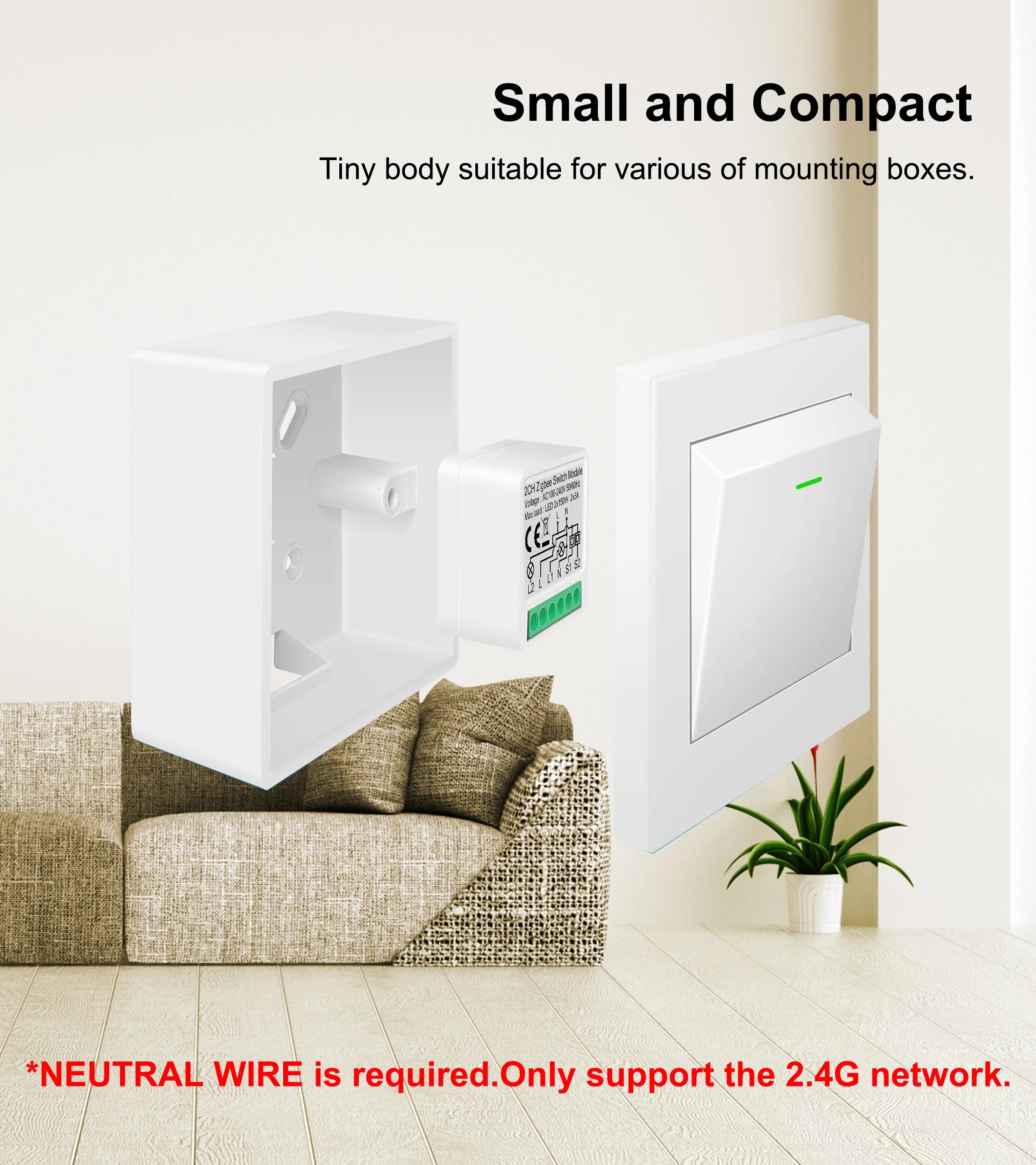 GIRIER Tuya ZigBee 3.0 Switch Module 10A Smart Home DIY Breaker 1 2 3 4 Gang Supports 2 Way Control Works with Alexa Google Home