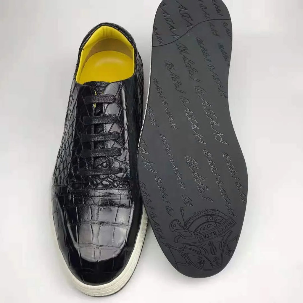 Crocodile Leather New Comfortable China Shoes Men's Sneakers Handmade Ladies Shoes Sneakers Custom Walking Sports Shoes Men