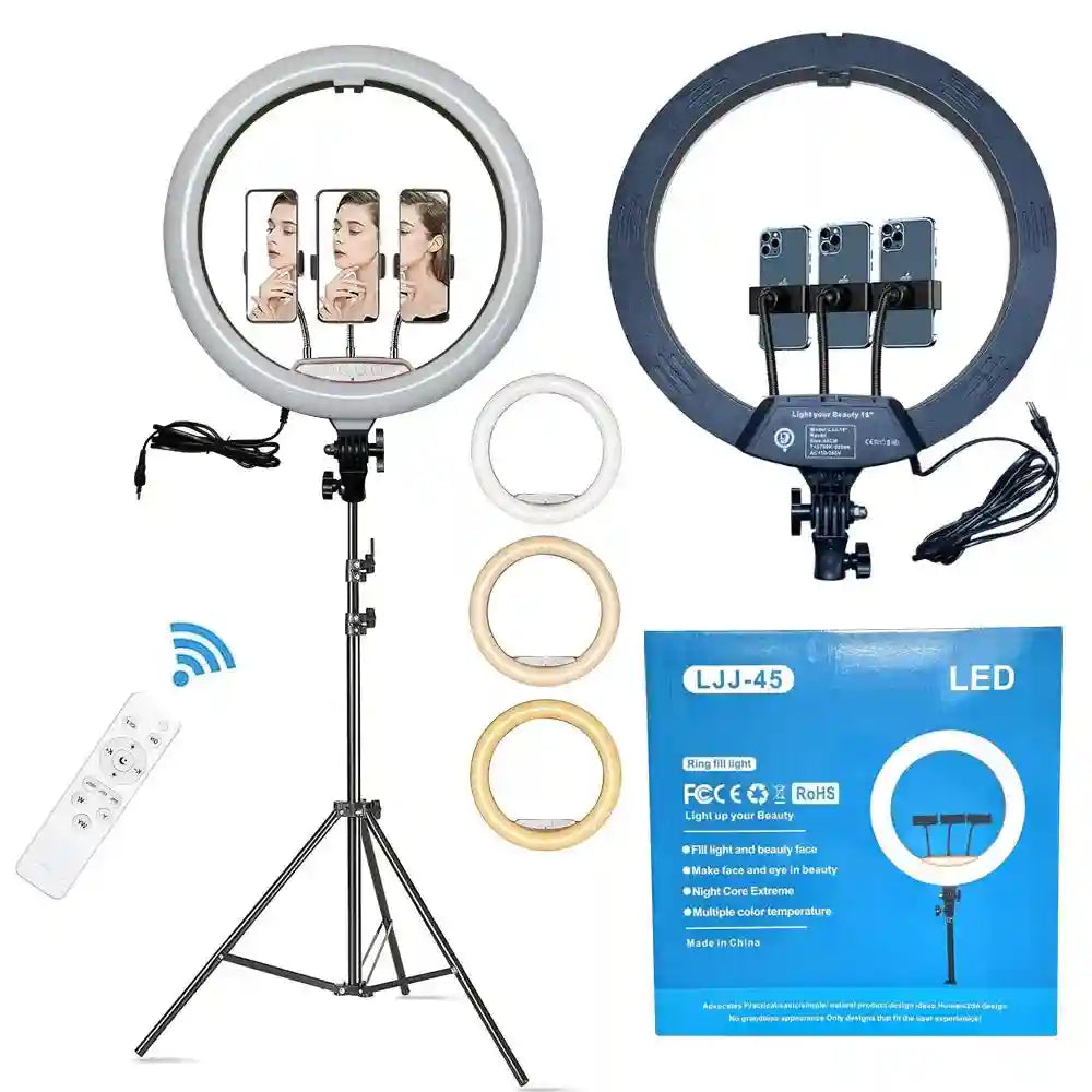 18 Inch LED Ring Light with Tripod and 3 Phone Holders | Tidesmit Tidesmit