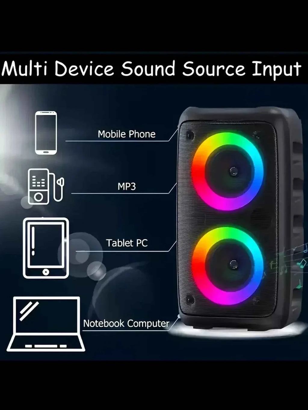 Portable Bluetooth Speaker - Dual 4 Inch Wireless DJ System Black My Store