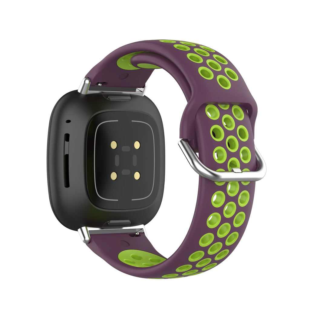 Colorful soft silicone sport wrist strap for Fitbit Versa 3 and Sense smartwatches in a comfortable band design.