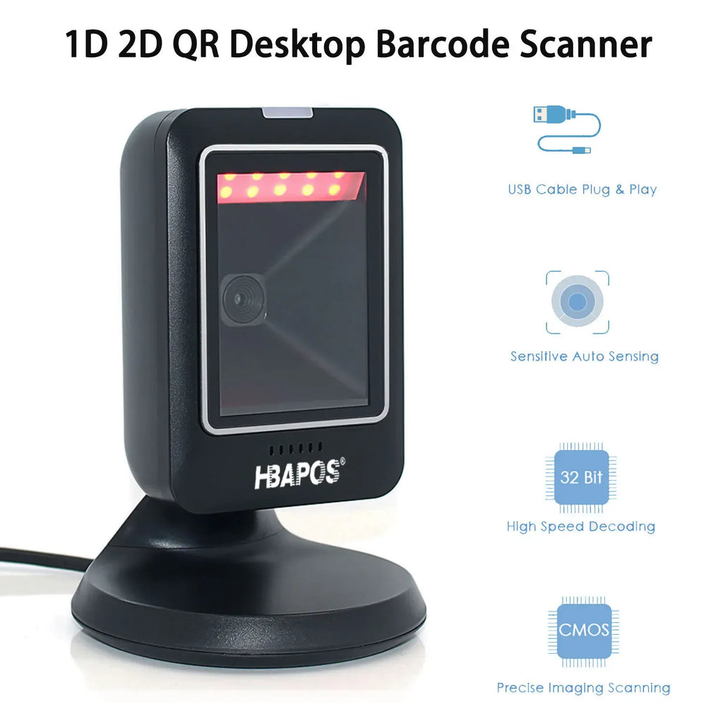 Barcode Scanner 2D All-Round Desktop Automatic Sensing Data Matrix Reader Supermarket USB Barcode Reader 1D 2D QR Code