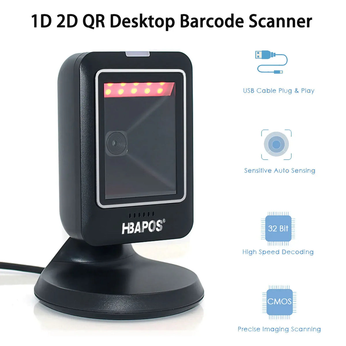 Barcode Scanner 2D All-Round Desktop Automatic Sensing Data Matrix Reader Supermarket USB Barcode Reader 1D 2D QR Code