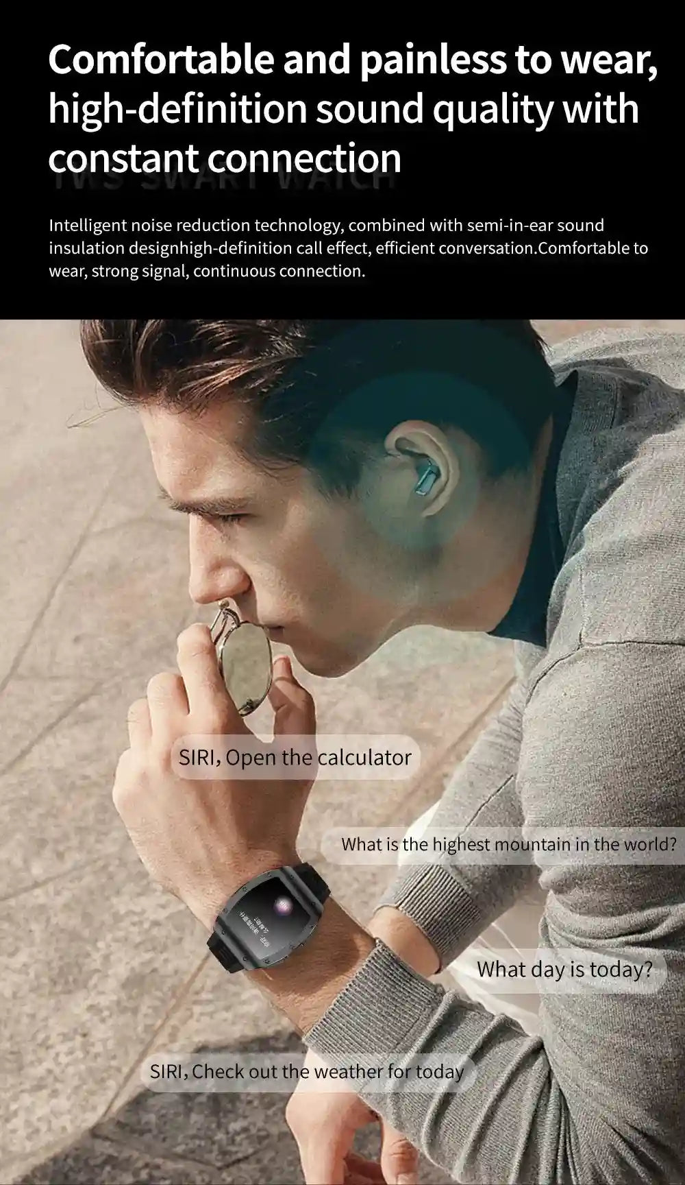 Tidesmit JM09 Smartwatch With Wireless Earbuds - IP67 Waterproof Fitness Tracker Tidesmit