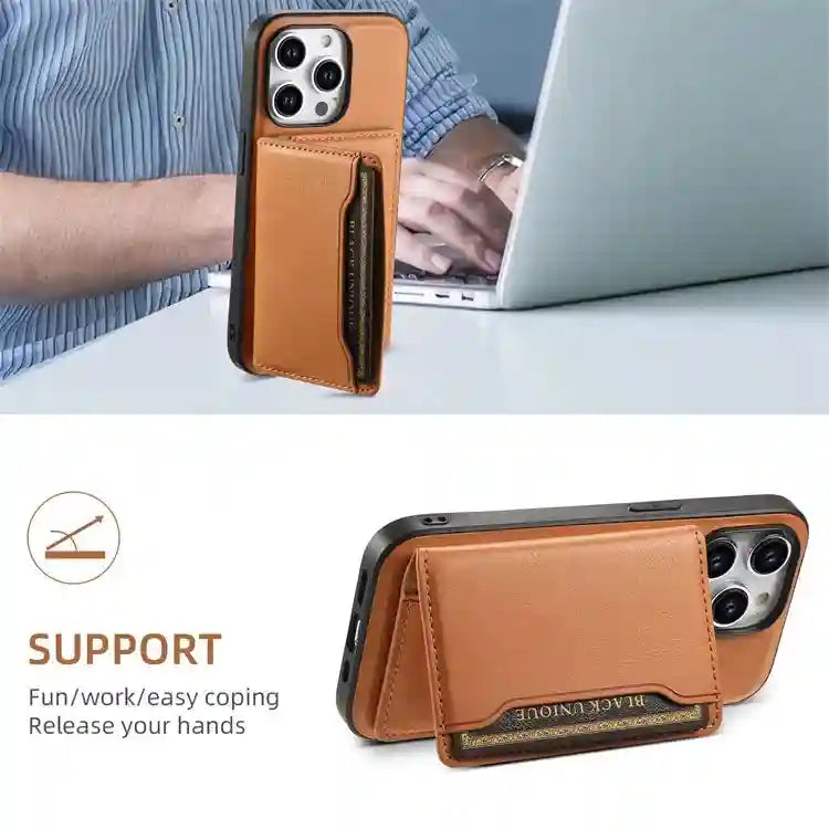Magnetic Leather Wallet Case for iPhone - Slim Shock-Absorbing Cover Tidesmit