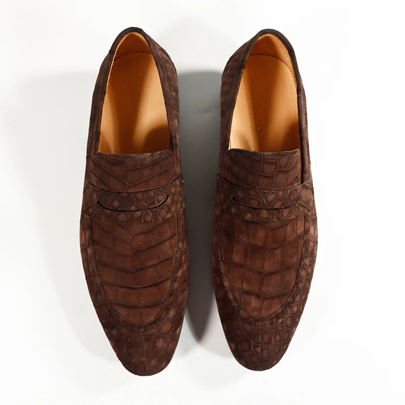 Goodyear Nubuck Genuine Crocodile Leather Men Casual Shoes Alligator Custom Loafer Shoes for Men Luxury Top Grade Shoes Men