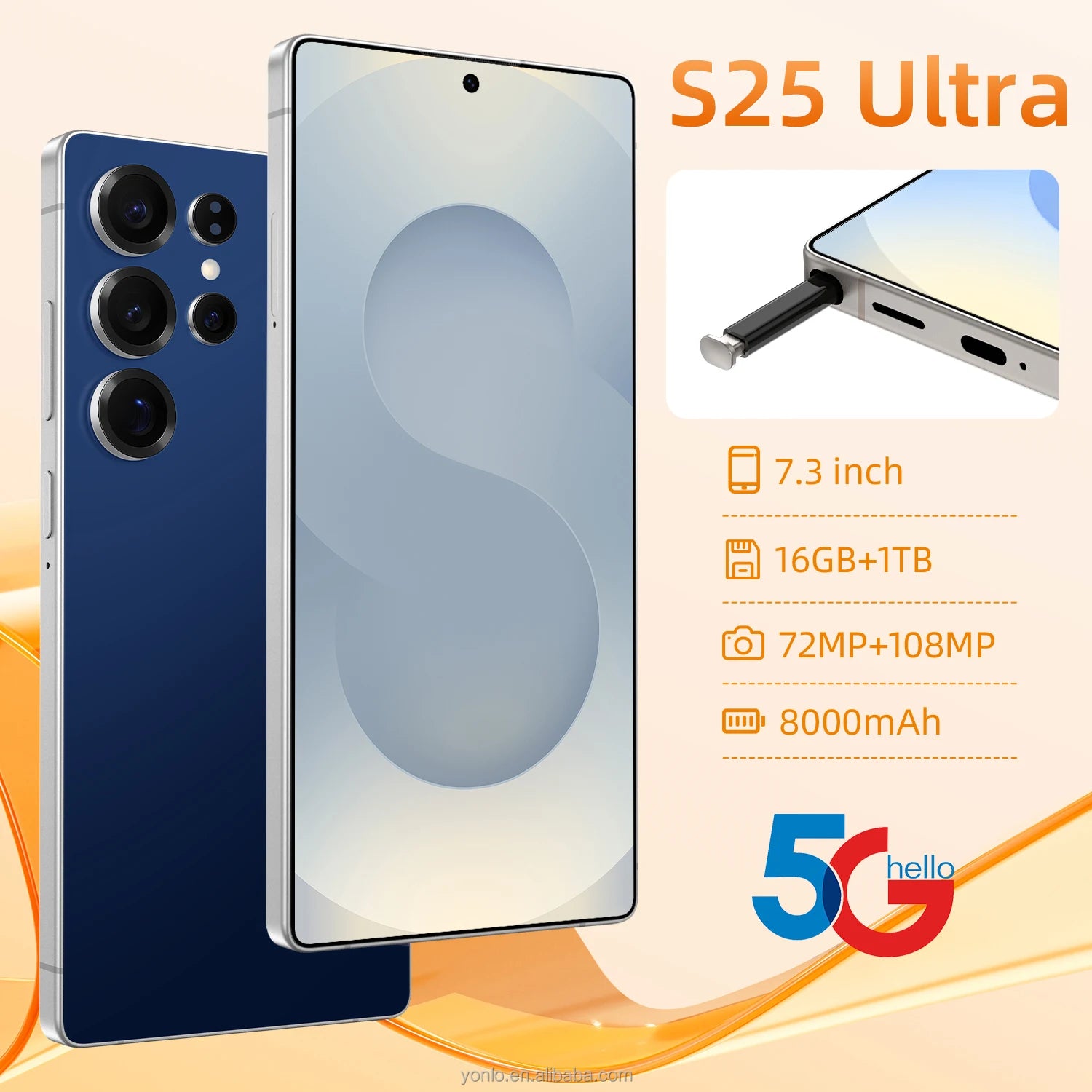 S25 Ultra 5G Smartphone, 16GB RAM, 1TB Storage, Unlocked Mobile Tidesmit