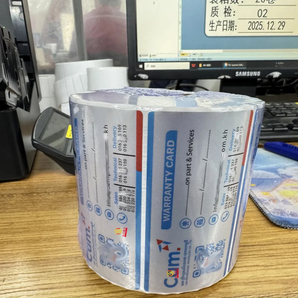 Matte silver self-adhesive label sticker roll, 40mm core