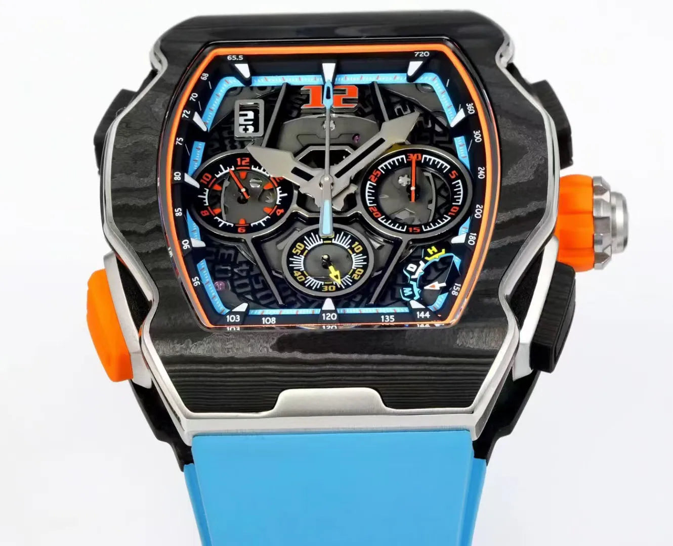 The High Quality  Series Automatic Mechanical Watch Features a Carbon Fiber case Exuding Luxury That's a Mechanical Watch