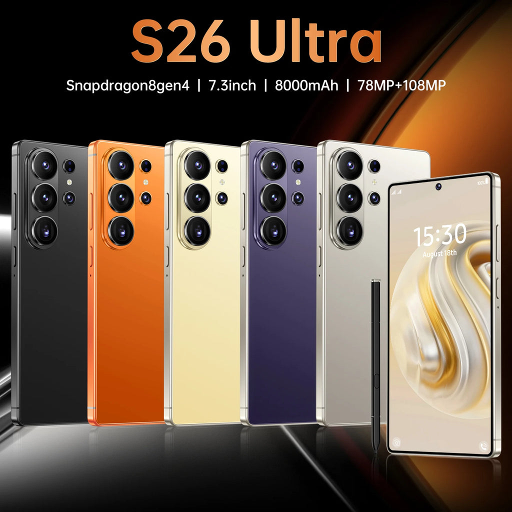 S26 Ultra smartphone with 22GB RAM 2TB storage Android 15 and 108MP camera in high-configuration design