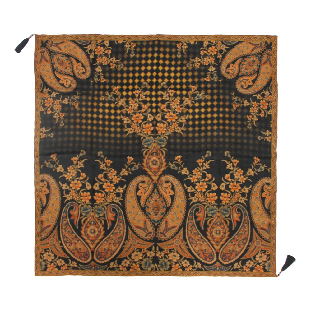 Fragrant Cloud Yarn 42 Inch Elegant New Xiangyun Silk Scarf Luxurious Natural Gambiered Square Floral Pattern Canton Silk Women