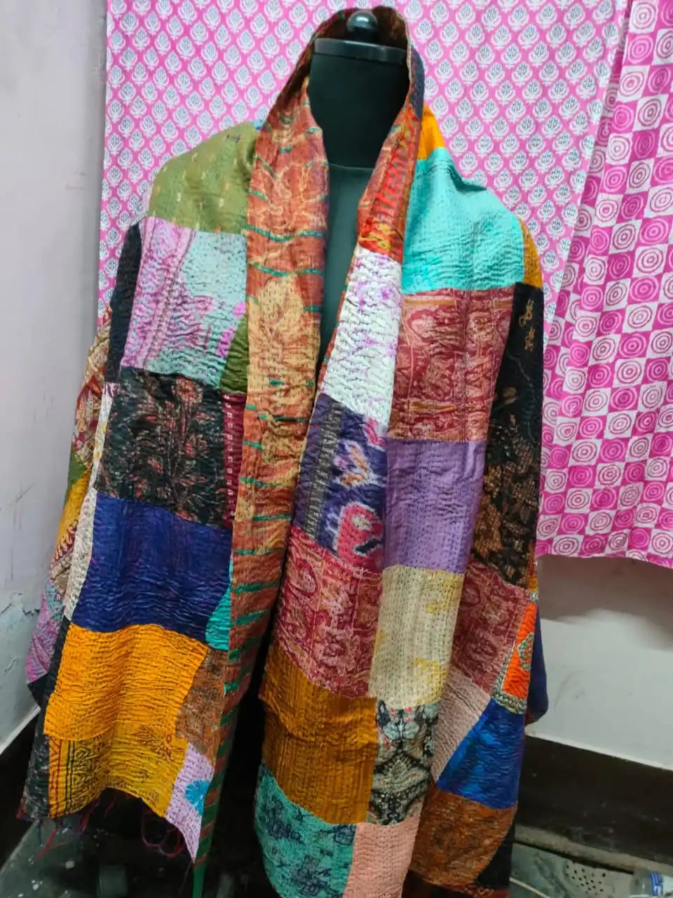 Conifer Custom Made Vintage Patchwork Silk Screen Printed Scarves 72cm Handcrafted Luxury Women's All Seasons Gift for Art
