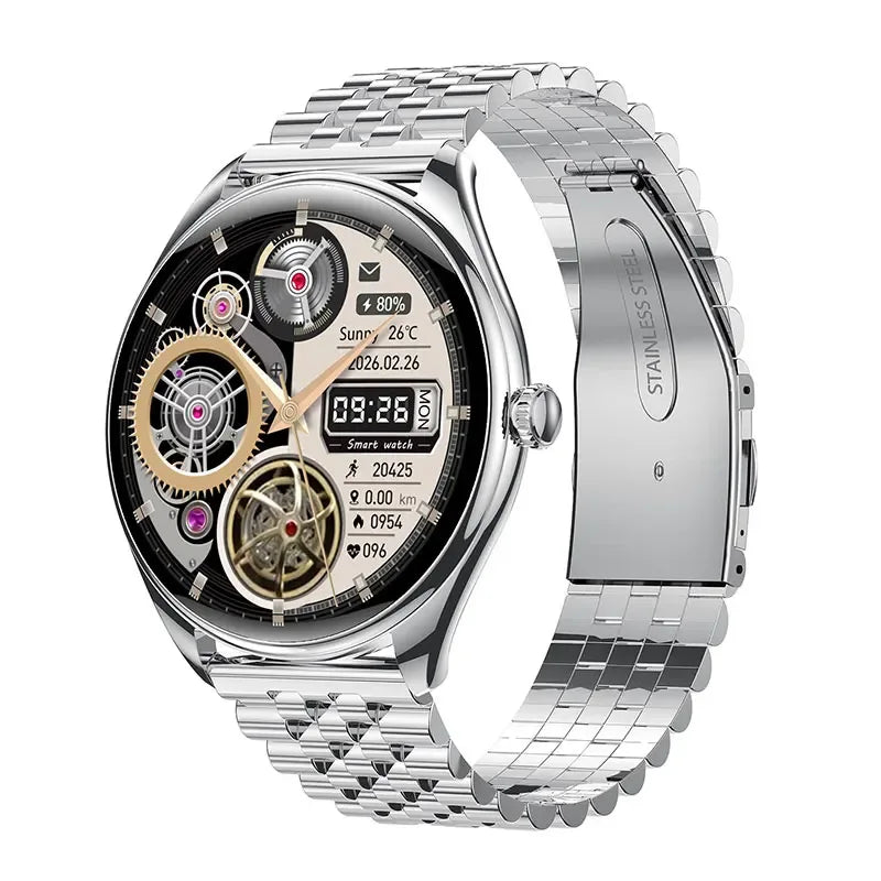 Smartwatch for Women 1.43 Inch AMOLED Display Fitness Tracker Silver-colored steel band My Store