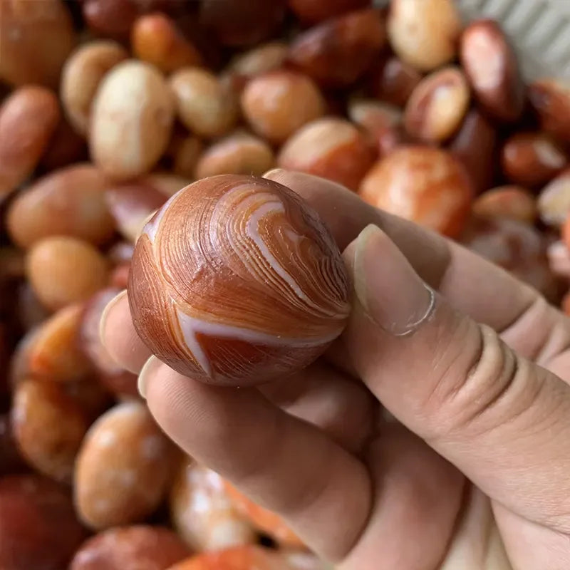 Wholesale Polished Natural Healing Crystals rare Gobi Agate Tibet Heaven Eye Stone Red Agate Palm Stone for Fengshui