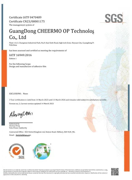 IATF 16949:2016 certificate document with SGS branding and signatures