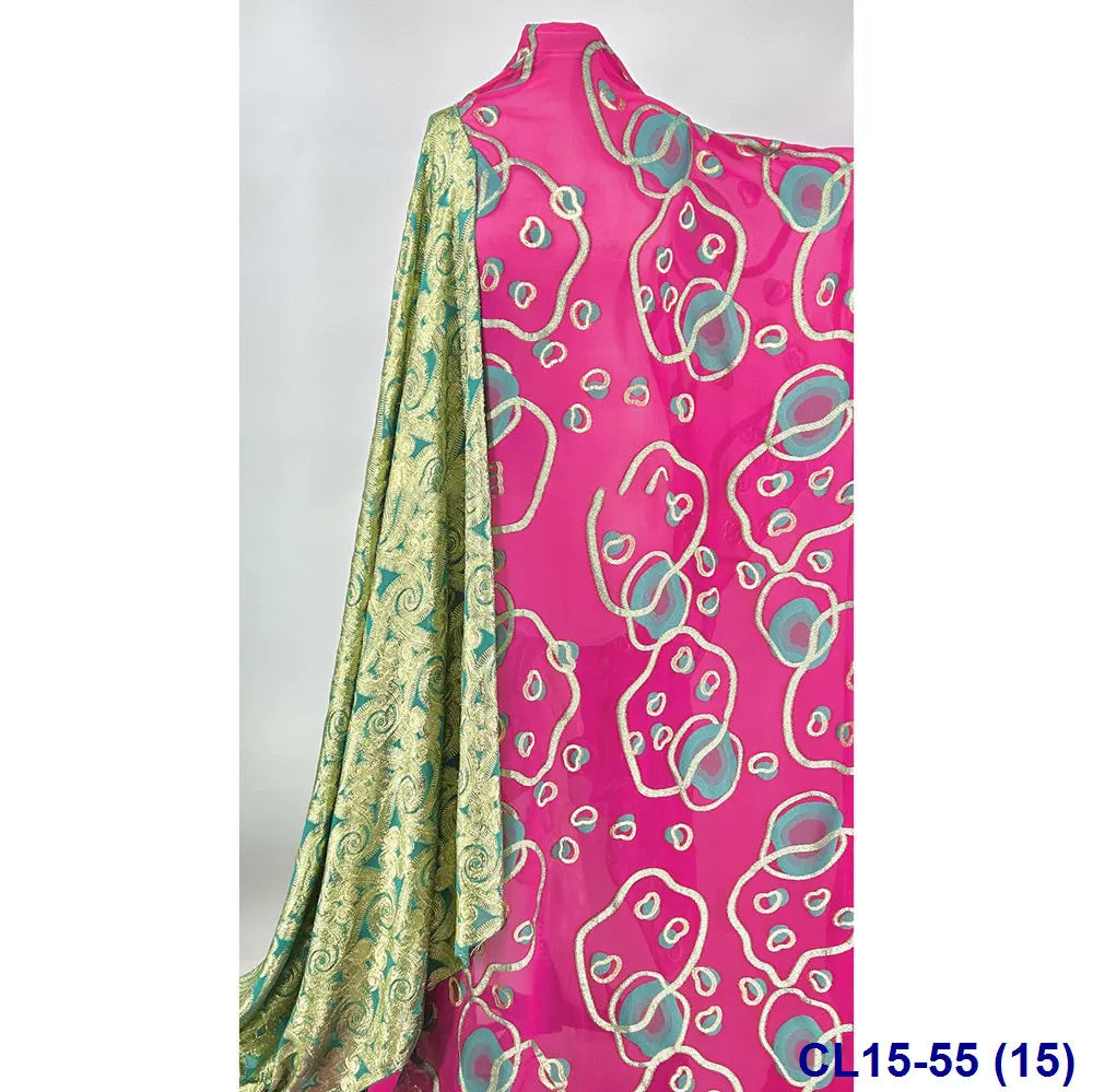 Lisami RTS Luxury Silk Fabric Elegant Multi-Color 3D Metallic Handcut for Dresses Weddings and Curtains