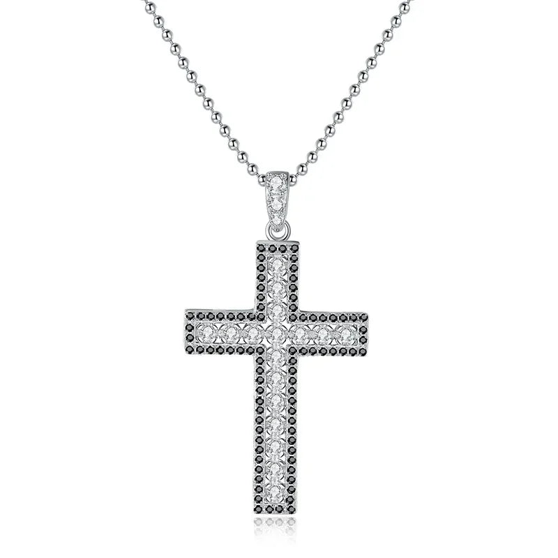 Platinum PT950 Geometric Moissanite CuteRomantic Full Cross Pendant Necklace D Color Light Luxury GRSCertified