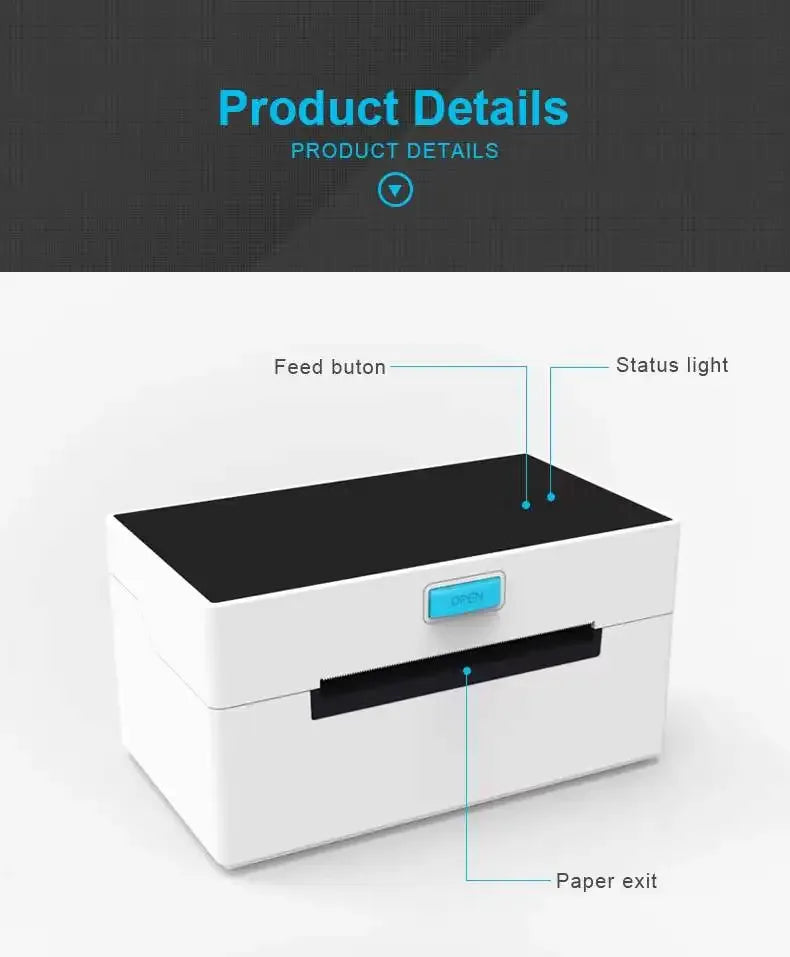 Desktop A4 Bluetooth  Printer Thermal Barcode Label Printer Printing for Business Travel  Printing