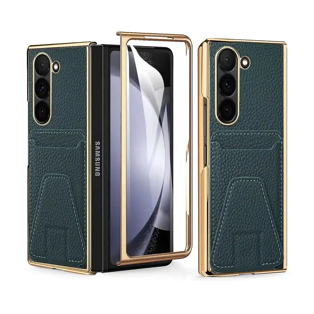Samsung Galaxy Z Fold 6 Leather Case & Tempered Glass Screen Protector Tidesmit