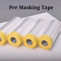 Pre-masking tape with yellow rolls and clear film backing for painting protection