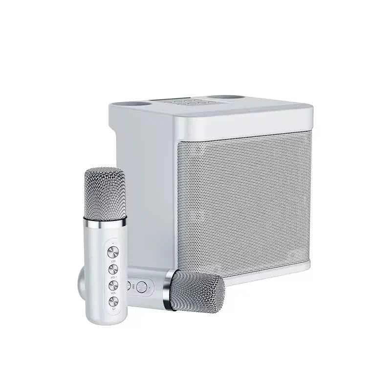 Portable Karaoke Machine Bluetooth Speaker with 2 Wireless Microphones White My Store