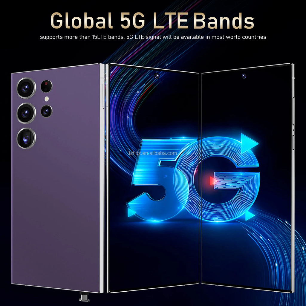 Tidesmit S24 Ultra 7.3 inch 5G smartphone with 16GB RAM 1TB storage and 108MP camera in sleek modern design.