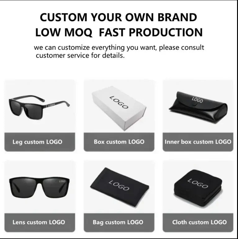 High-End Fashionable Square Eyewear Custom Logo Acetate Frame UV400 Lens Sunglasses for Women Men