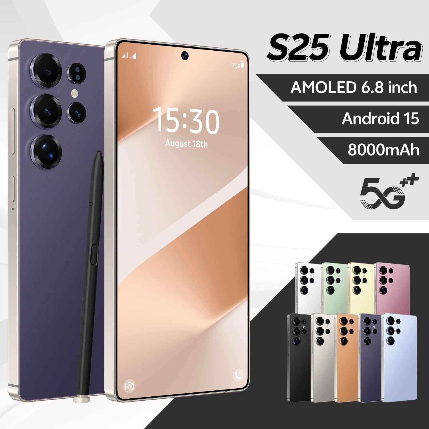 Tidesmit 5G Android 15 Smartphone, 1TB Storage, 16GB RAM - Dual SIM Purple 16g 1TB Tidesmit