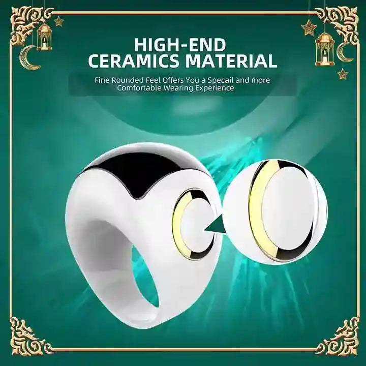 Smart Zikr Ring: Digital Prayer Counter & Health Monitor - Black Tidesmit