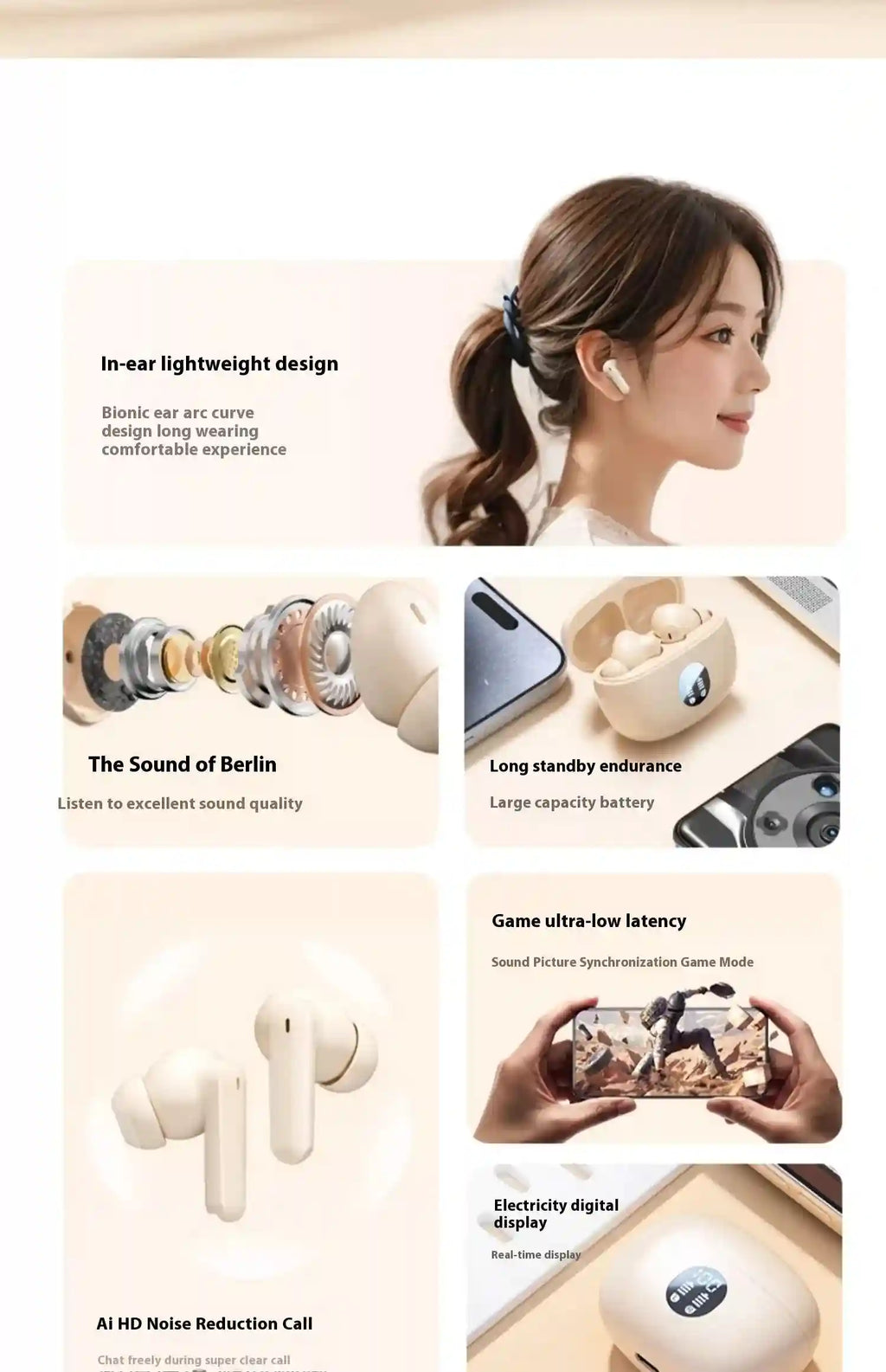 Tidesmit Wireless Bluetooth Earbuds with LED Power Display Tidesmit
