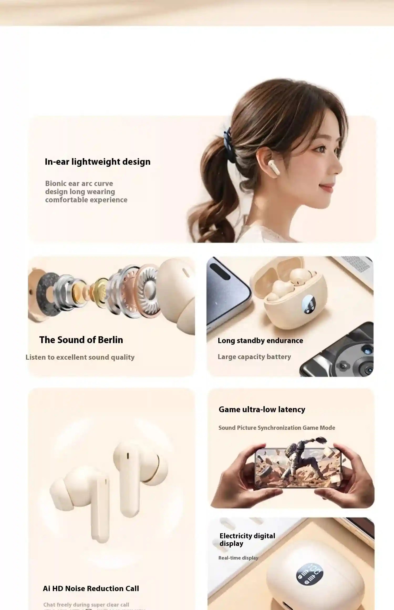 Tidesmit Wireless Bluetooth Earbuds with LED Power Display Tidesmit