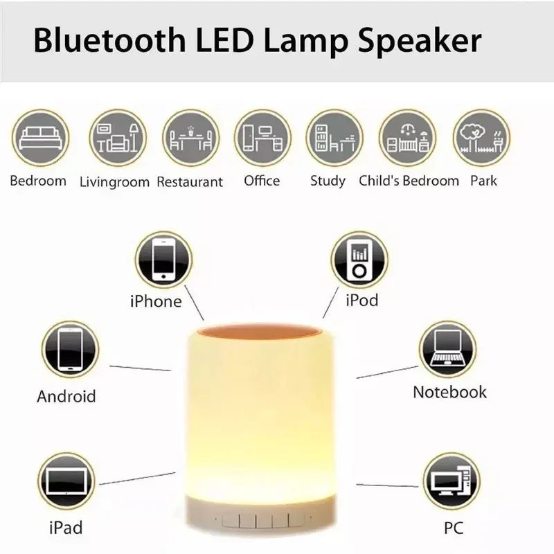 Portable Bluetooth Speaker with Touch Lights - White Waterproof Audio My Store