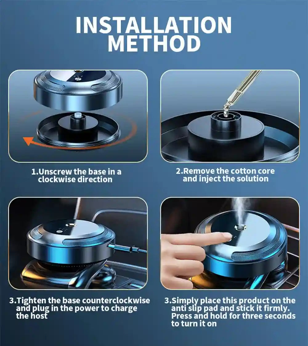 Smart Car Air Freshener Diffuser - App-Controlled Aromatherapy Vent Clip Tidesmit