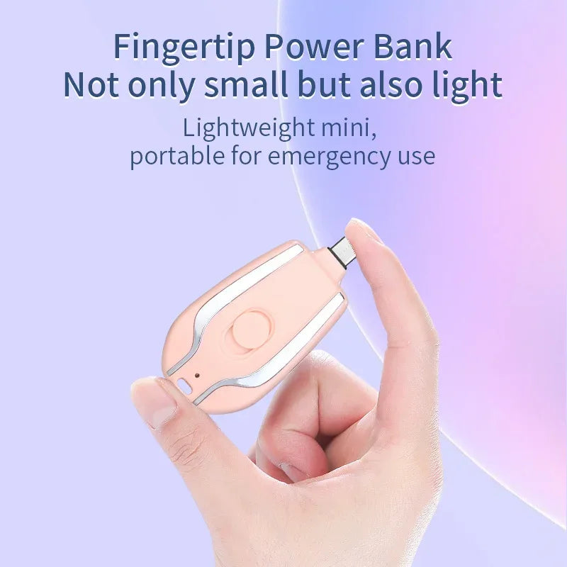Mini Portable Charger 1500mAh Keychain Battery for iPhone and USB-C Tidesmit