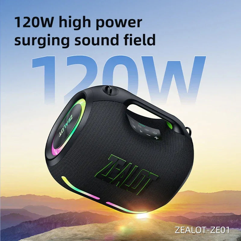 ZEALOT ZE01 120W Wireless Speakers with Subwoofer, IPX6 Waterproof RGB Light, Deep Bass, TWS/TF/AUX/EQ Outdoor for Party Beach My Store