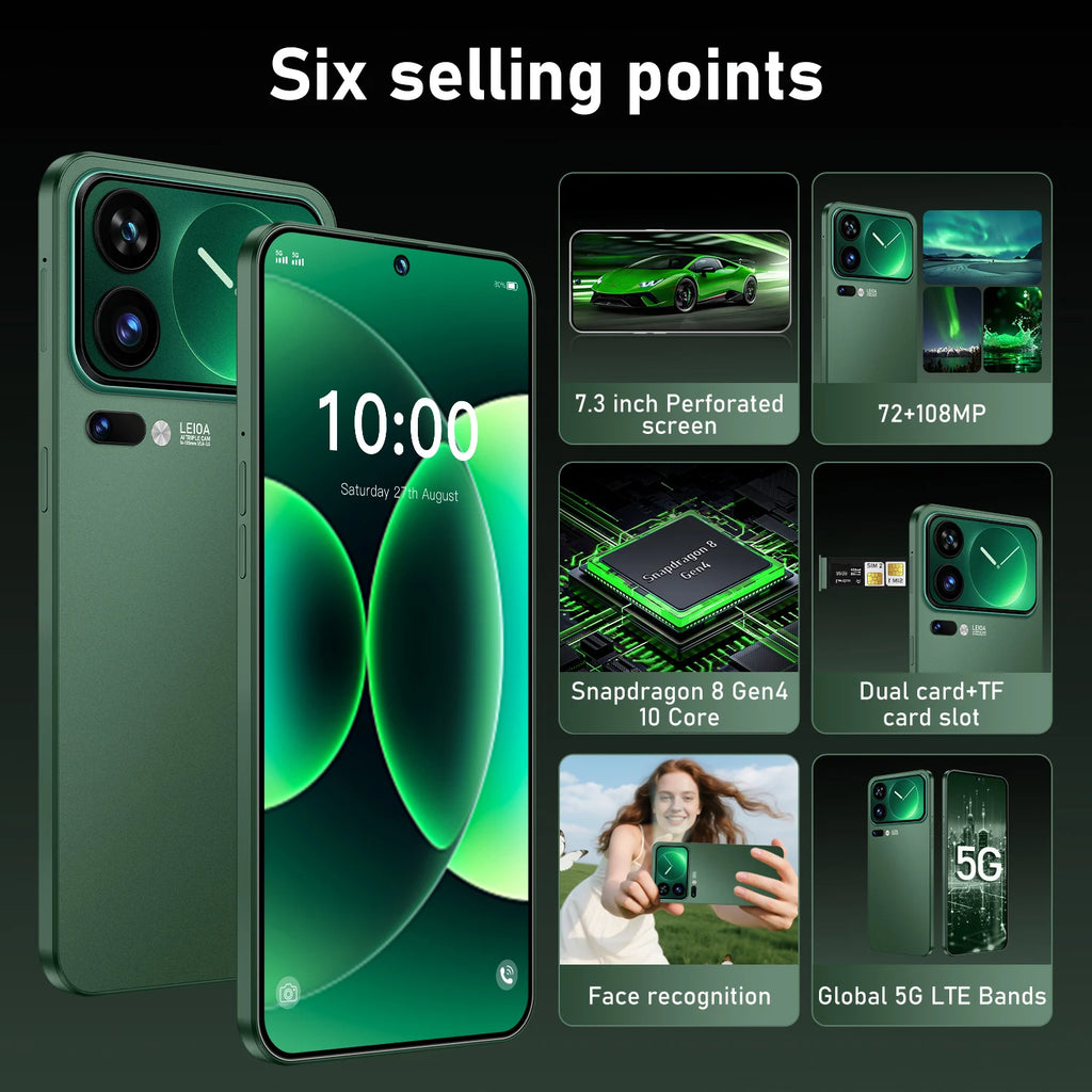 M17 Pro Max 7.3-inch 16GB RAM 1TB 5G Smartphone with 108MP camera and 7000mAh battery, gallery view 13.