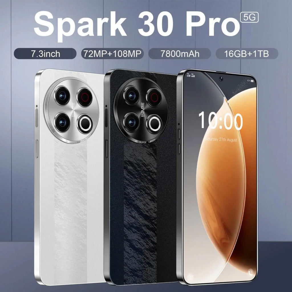 Close-up of Tidesmit Spark 30 smartphone showing side buttons, ports, and premium metallic build finish.