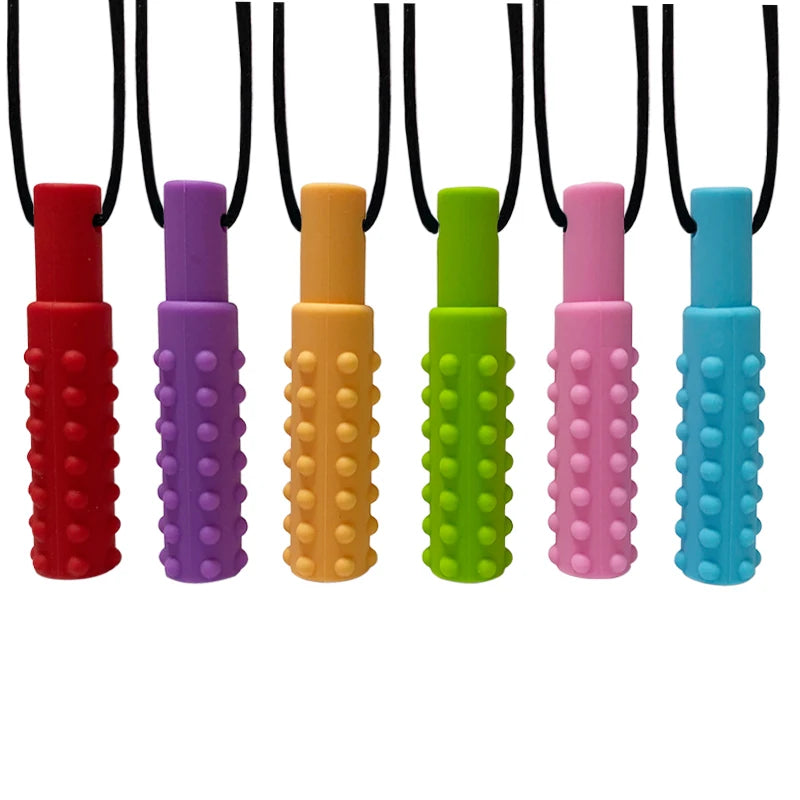 10pcs Baby Silicone Teether Kids Chew Necklace Sensory Chewy Pendant Oral Motor Toys Therapy Tools for Autism Children's Goods