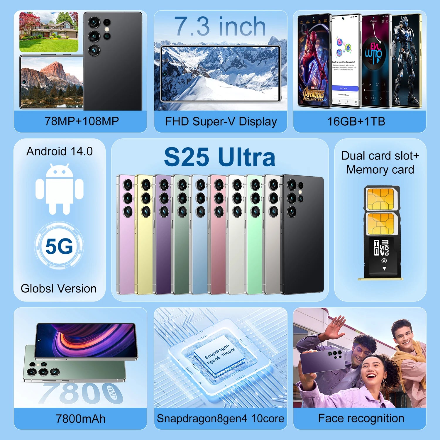 Samsung S25 Ultra 2025 unlocked smartphone with 16GB RAM and 1TB storage showing side profile view