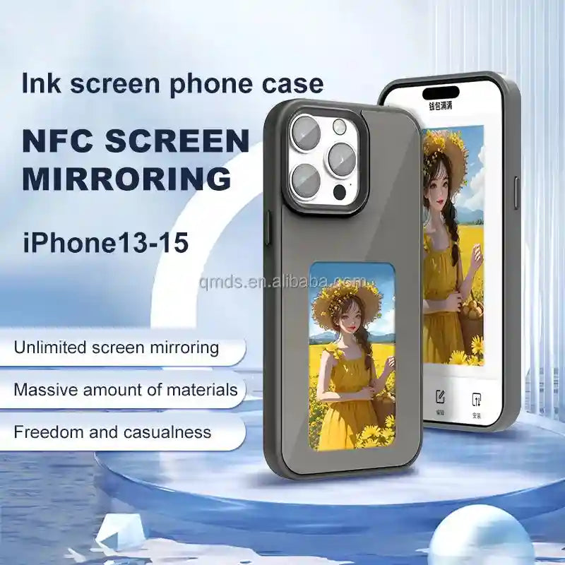 NFC Smart E-Ink Phone Case for iPhone 15 Pro Max - Shock-Absorbing Cover Tidesmit