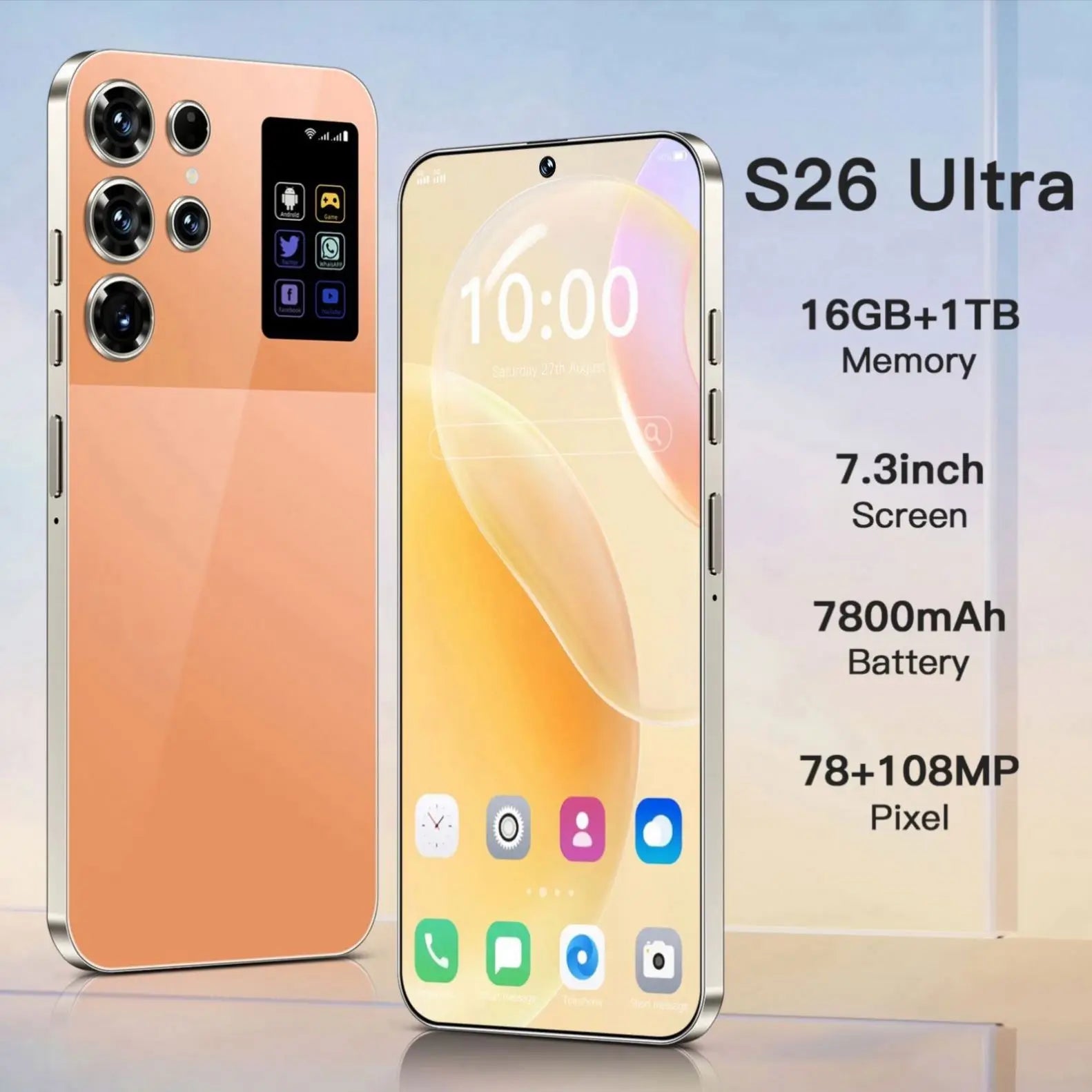 S26 Ultra 5G Android Smartphone 12GB RAM 512GB ROM 7.3 Inch HD Screen Dual SIM Unlocked Global Version Stylus LTE Connectivity
