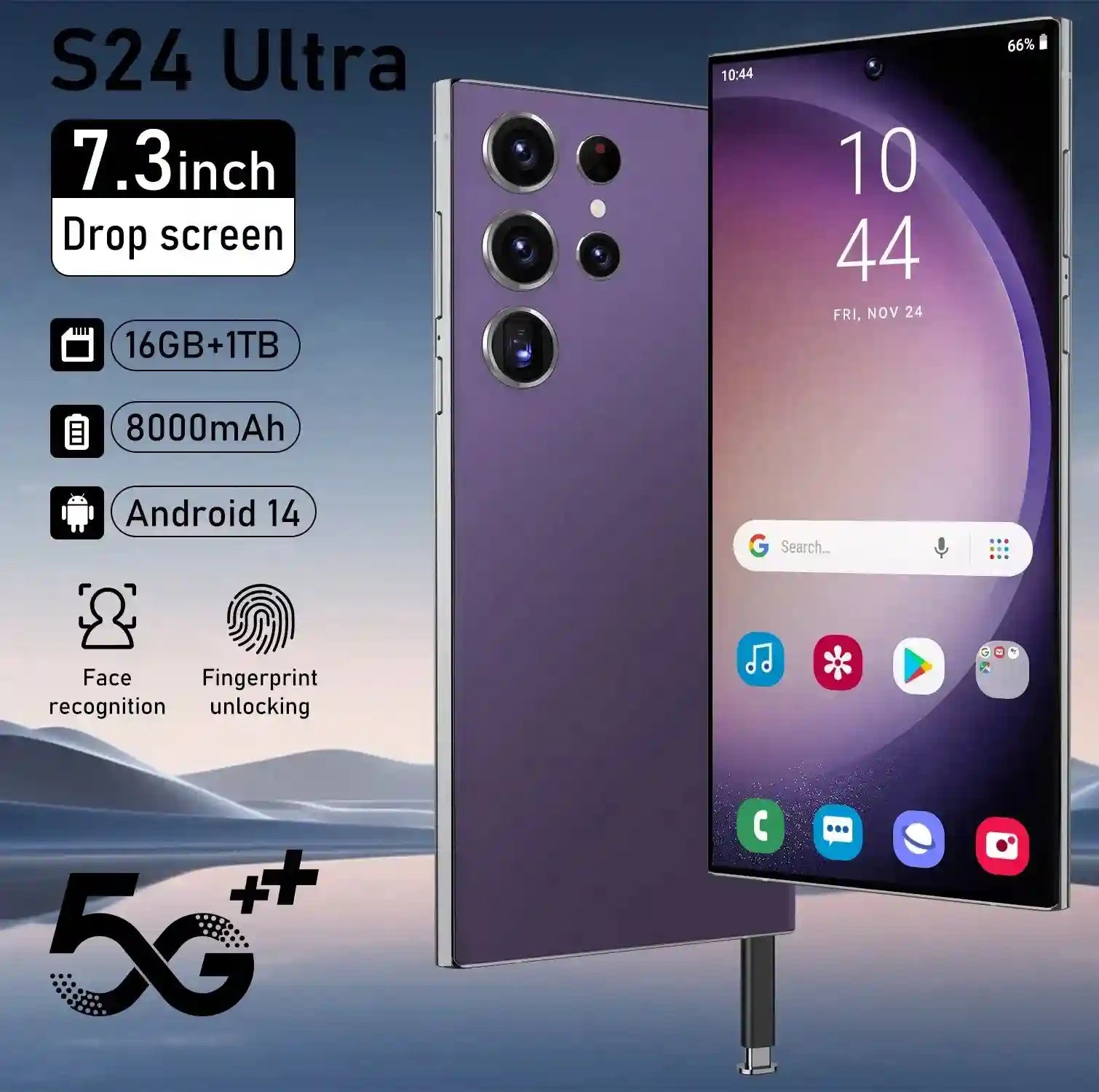 S24 Ultra 5G Smartphone 16GB RAM 1TB Storage - Gray Tidesmit