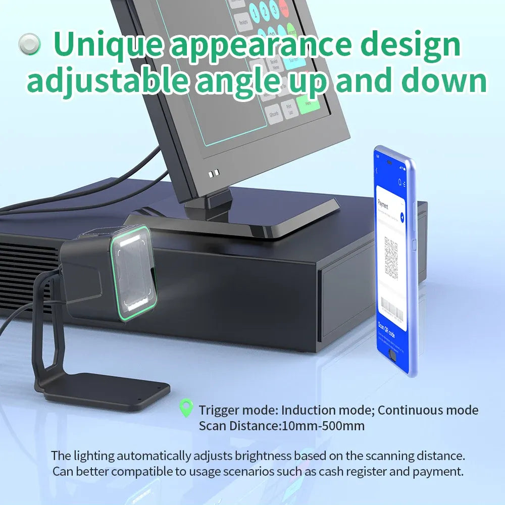Desktop Omnidirectional Barcode Scanner 1D 2D QR Code Reader Flatbed Automatic Supermarket Barcode Scanner