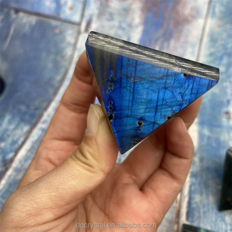 Wholesale Natural Healing Flash Labradorite Pyramid Blue Crystal Egypt Pyramid Paperweight for Decoration and Gifts