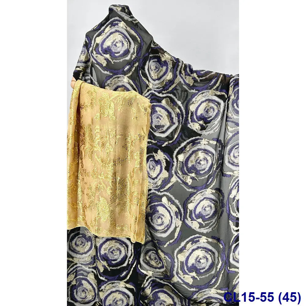 Lisami RTS Luxury Silk Fabric Elegant Multi-Color 3D Metallic Handcut for Dresses Weddings and Curtains