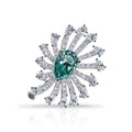 GIGAJEWE 9x13mm Pear Cut Cyan Brown Moissanite Sunburst Brooch 925 Sterling Silver Luxury Animal Flower Lapel Pin for Women