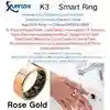 K3 rose gold smart ring with a smooth finish, worn on a finger to track health and activity metrics.