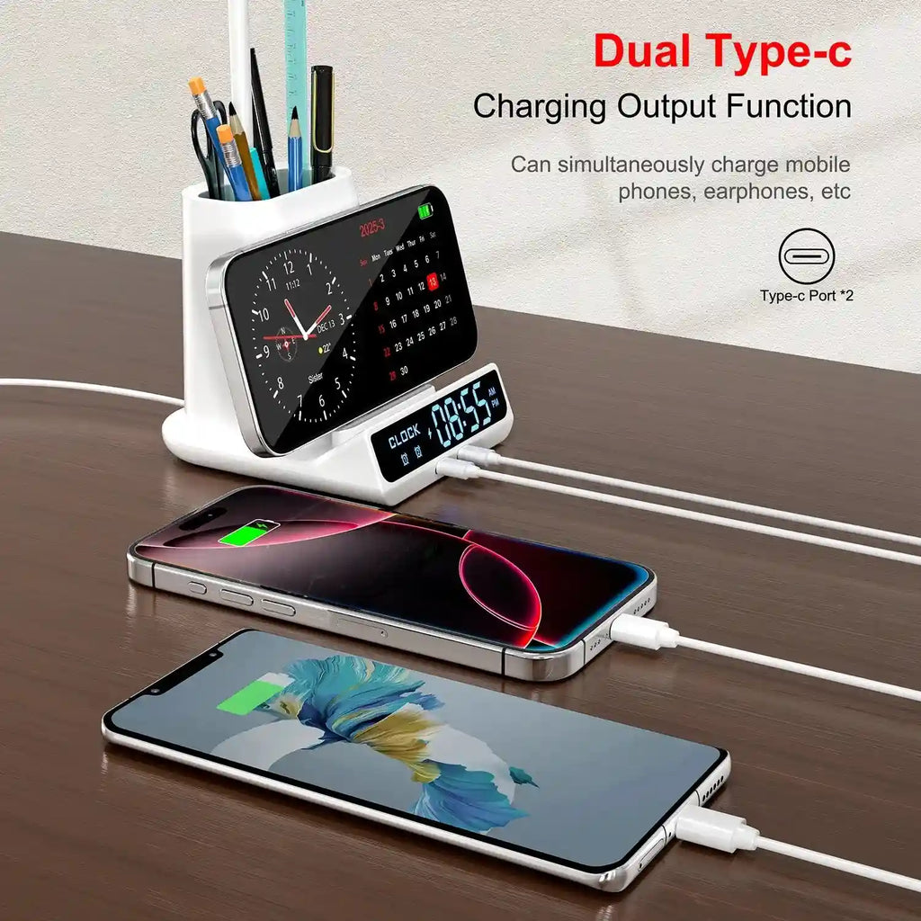 5-in-1 Wireless Charger Desk Lamp, Qi Certified Multi-Device Station Tidesmit