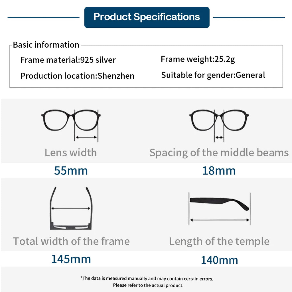 Unisex Luxury Diamond Pattern Rimless Rectangle 925 Silver Glasses-Lightweight & Durable Daily Wear for All Face Shapes Adults