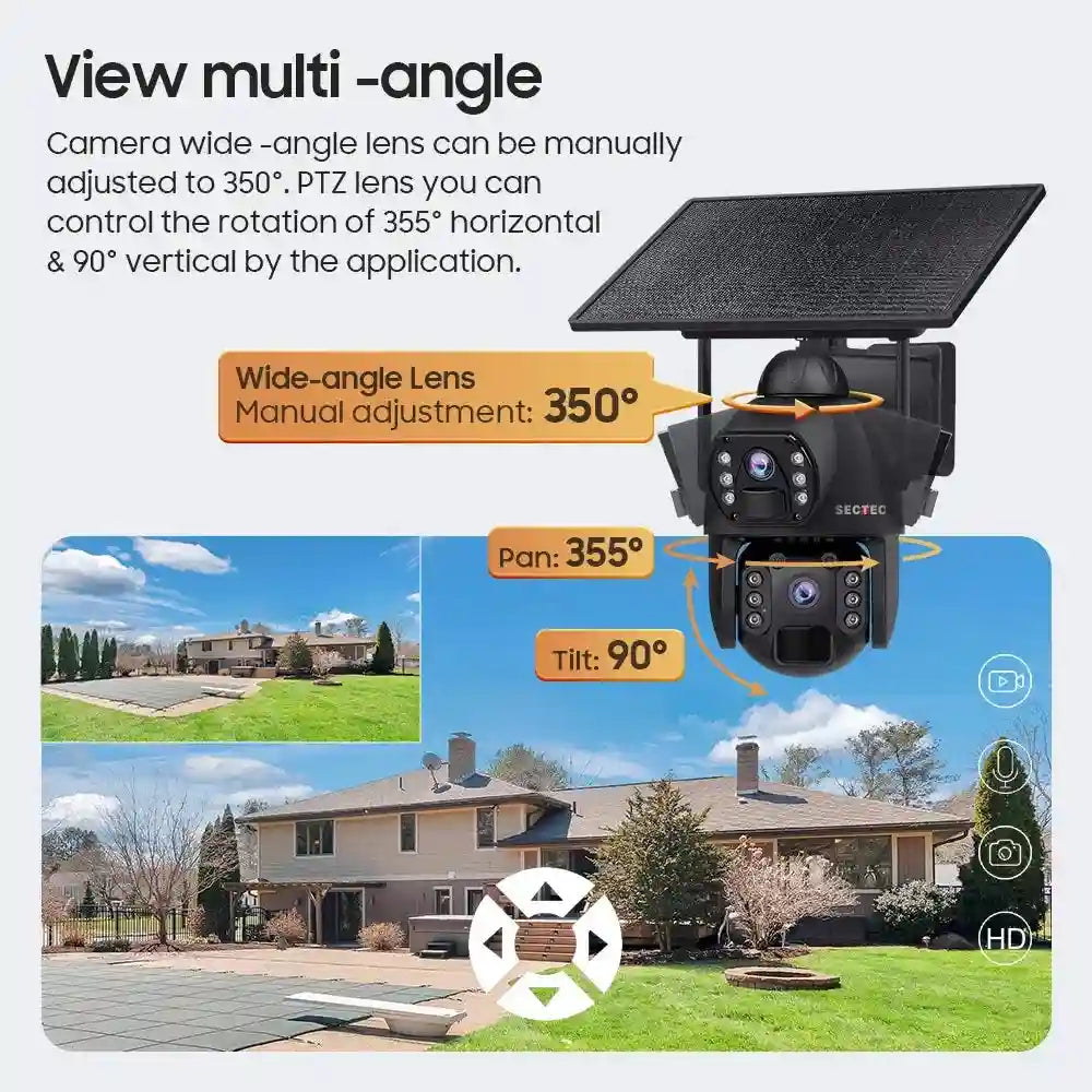 4G Solar Security Camera 6MP Wireless PTZ Outdoor Smart Security Tidesmit